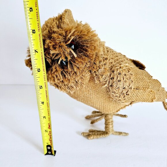 Farmhouse Rustic Burlap & Twine Jute Owl Figurine Handmade 9" Tall~M197.1 - Picture 6 of 7